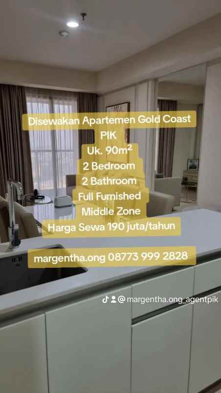apartemen gold coast pik full furnished middle zone