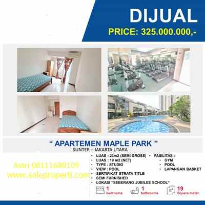 Apartemen Maple Park Sunter Agung Jakarta Studio 23m Siap Huni Murah