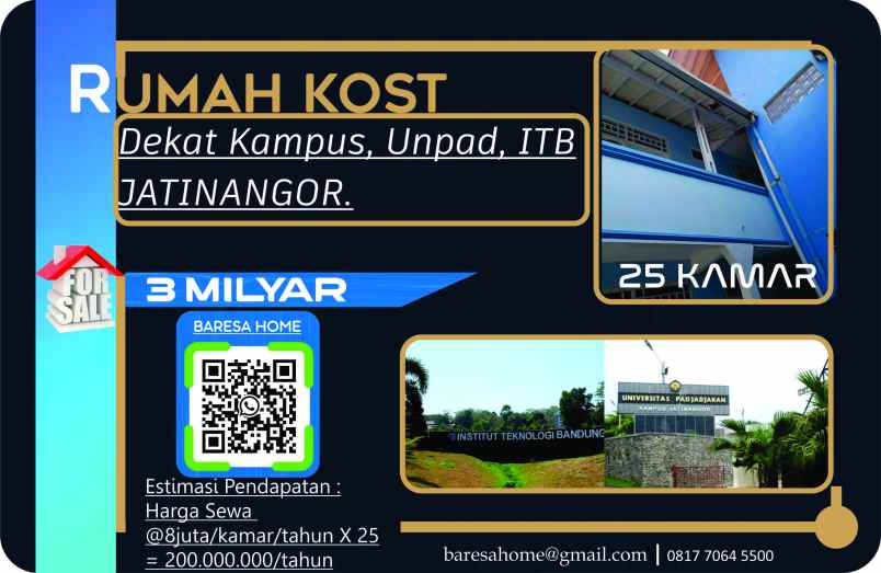 dijual kost jalan ciseke besar cikeruh