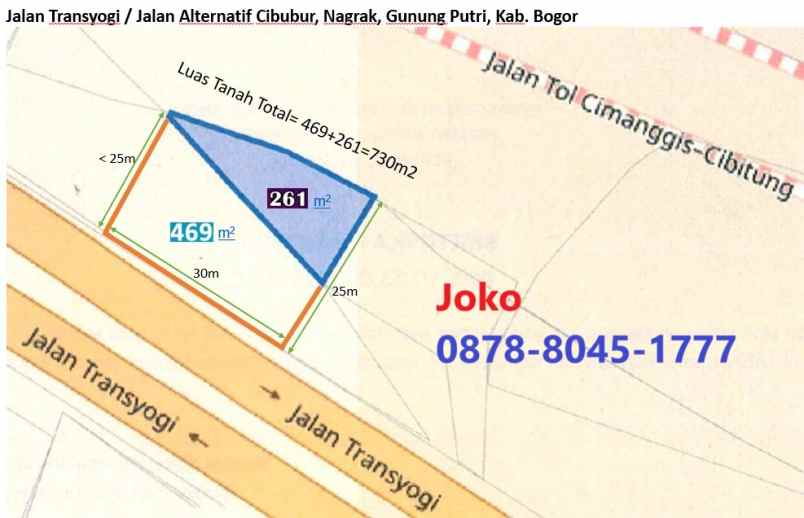 dijual ruko gudang kantor jl raya alternatif cibubur