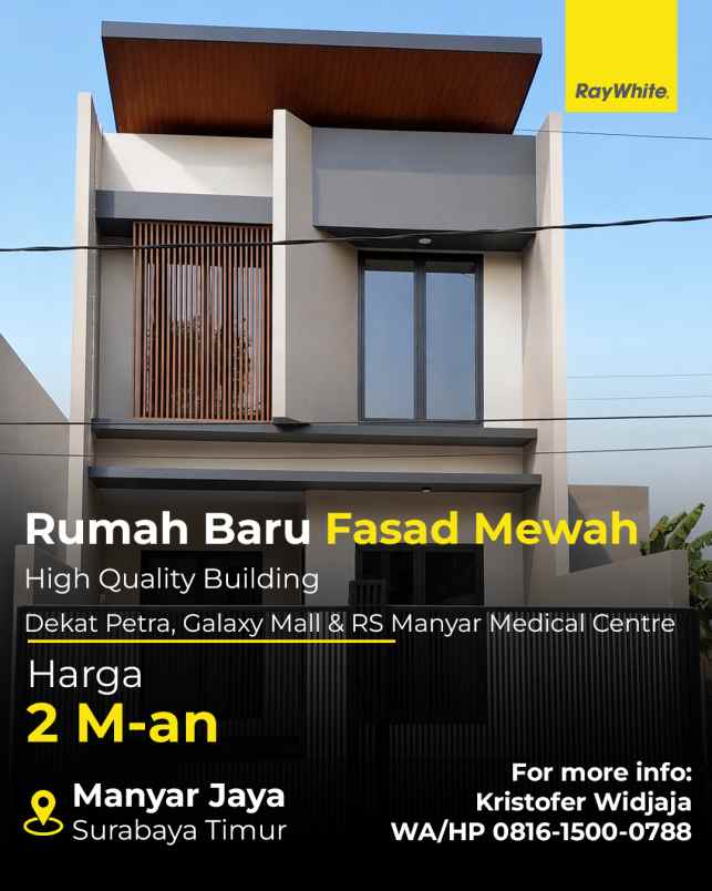 dijual rumah baru manyar surabaya timur 2 lantai hgb