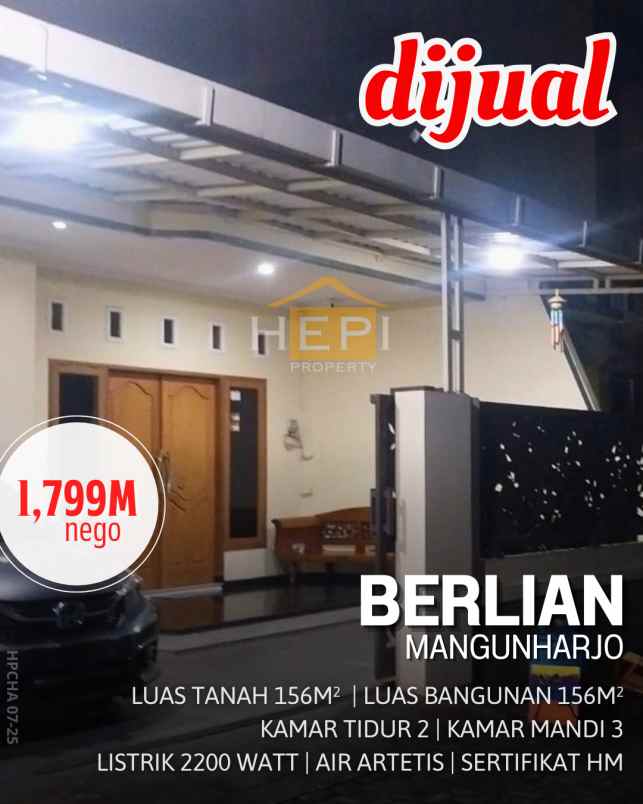 dijual rumah di berlian mangunharjo semarang