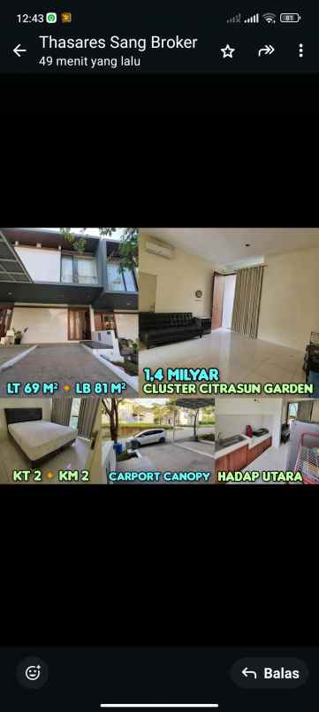 dijual rumah di cluster citra sungarden semarang