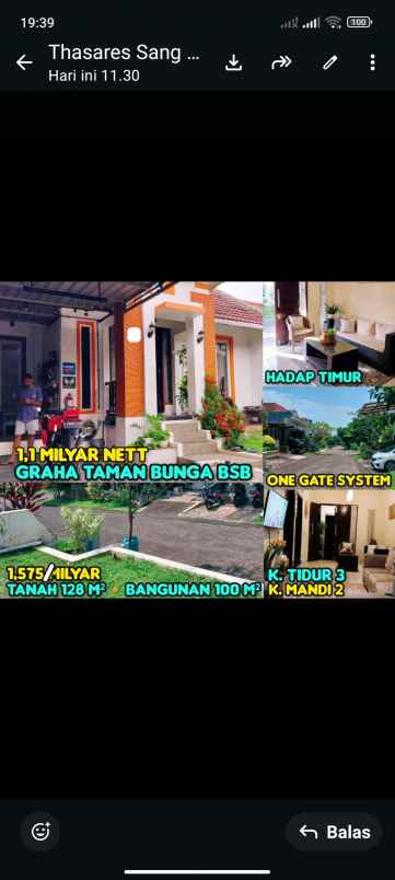 dijual rumah di graha taman bunga bsb semarang