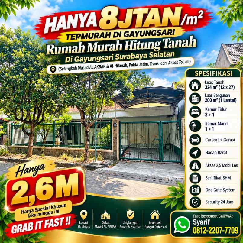 dijual rumah gayungsari