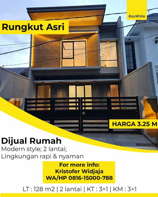 dijual rumah rungkut asri utara surabaya modern style