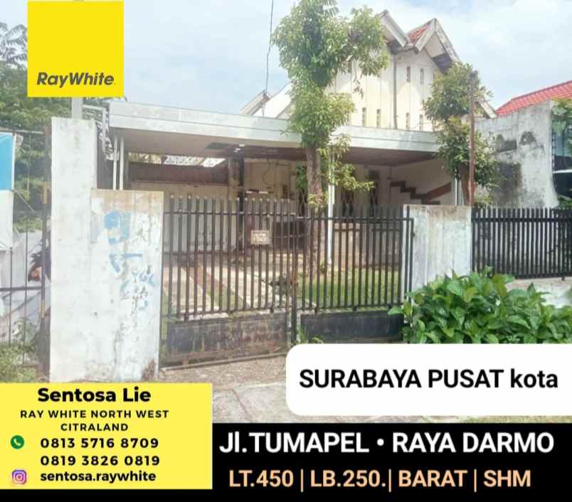 Dijual 450 M2 Rumah Jltumapel - Area Raya Darmo Surabaya Pusat Kota