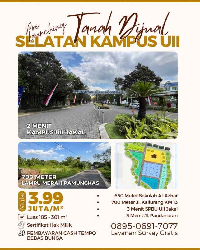 dijual tanah bonjotan selatan kampus