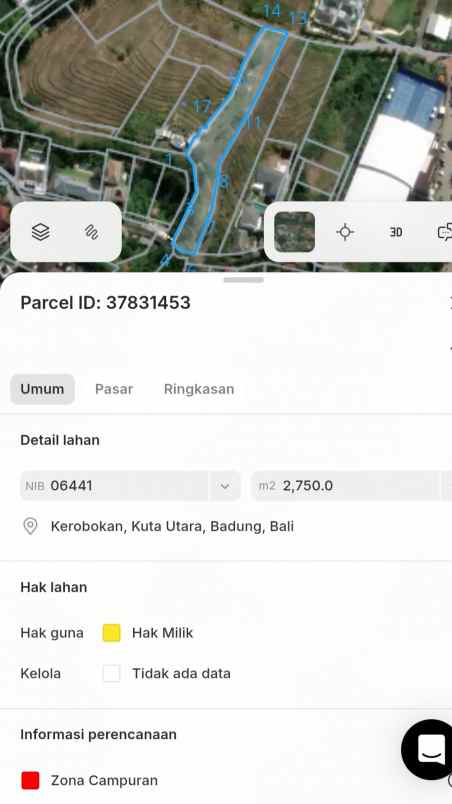 dijual tanah bumbak dauh