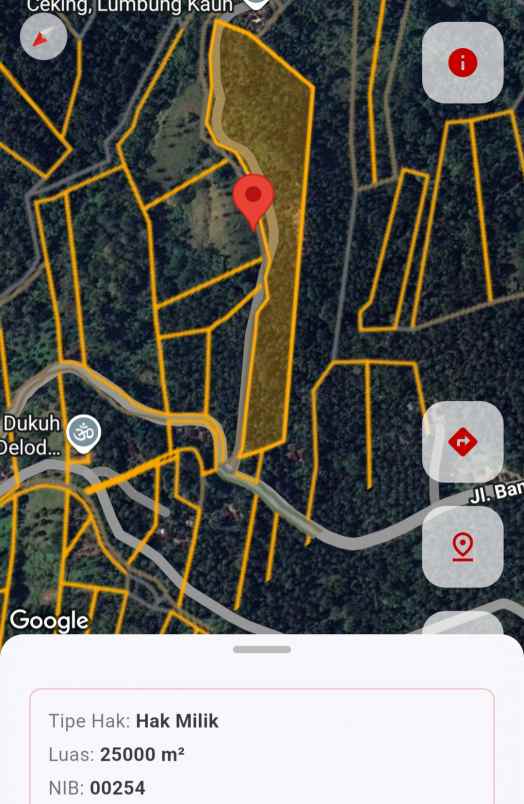 dijual tanah desa lumbung kauh kec