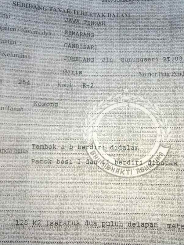 dijual tanah di jombang candisari semarang