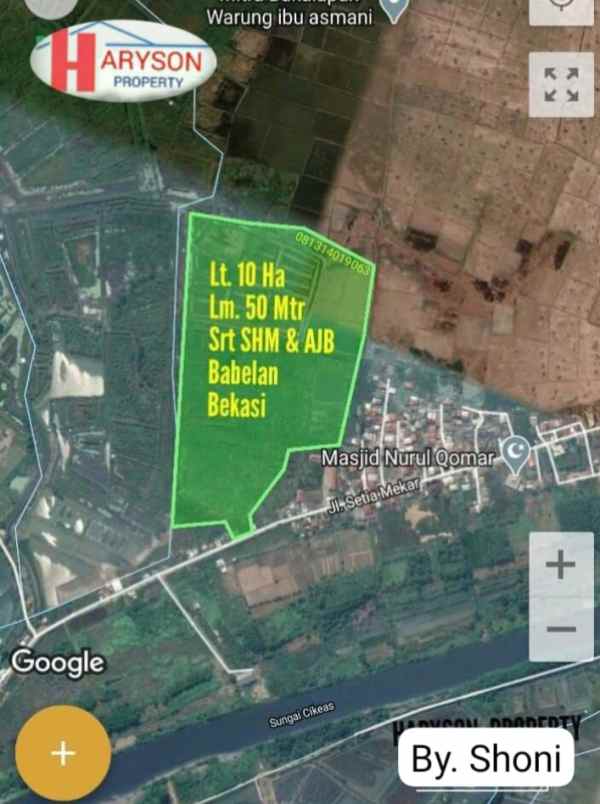 dijual tanah industri 10 hektar bekasi