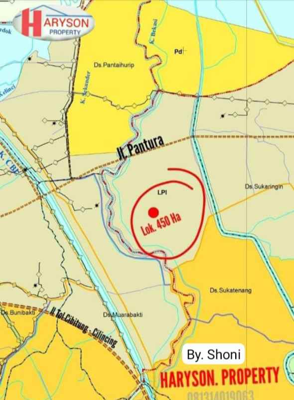 dijual tanah industri 450 hektar bekasi