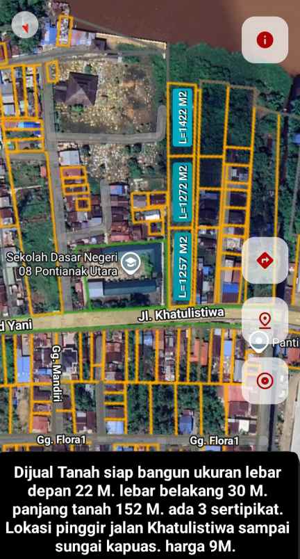 dijual tanah jalan khatulistiwa