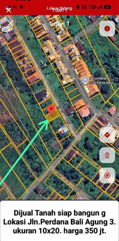 dijual tanah jalan perdana bali agung 3