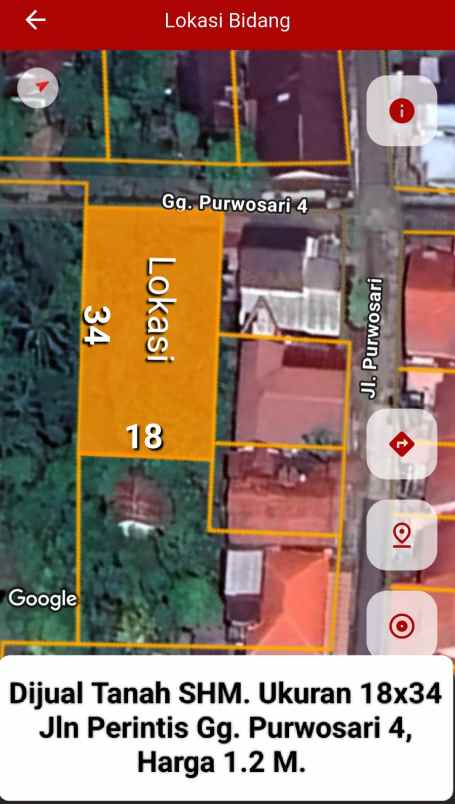 dijual tanah jalan purnama jalan
