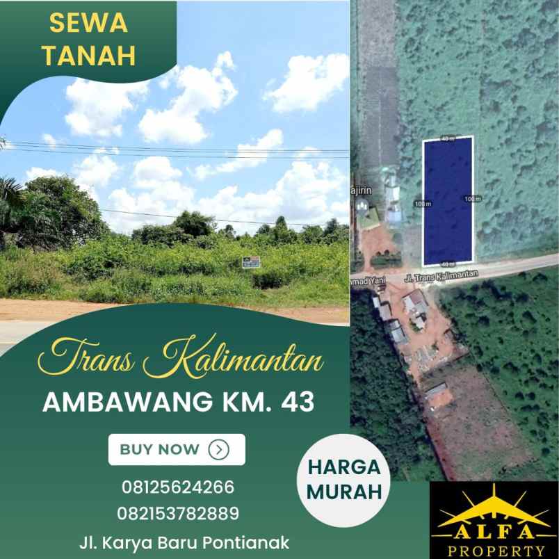 dijual tanah jalan trans kalimantan pontianak