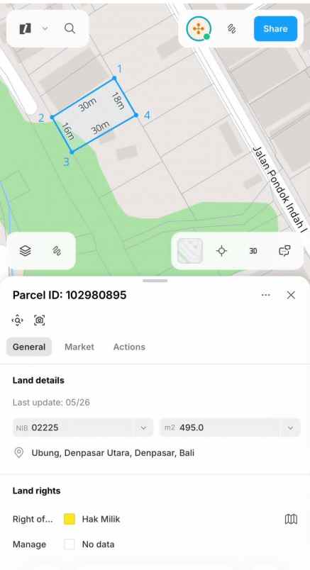 dijual tanah lokasi pondok indah cargo
