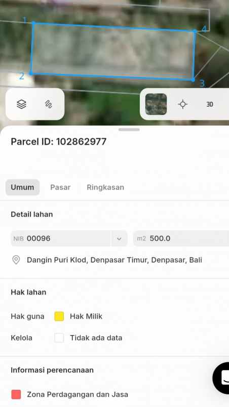 dijual tanah renon