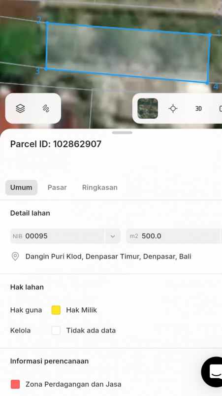 dijual tanah renon
