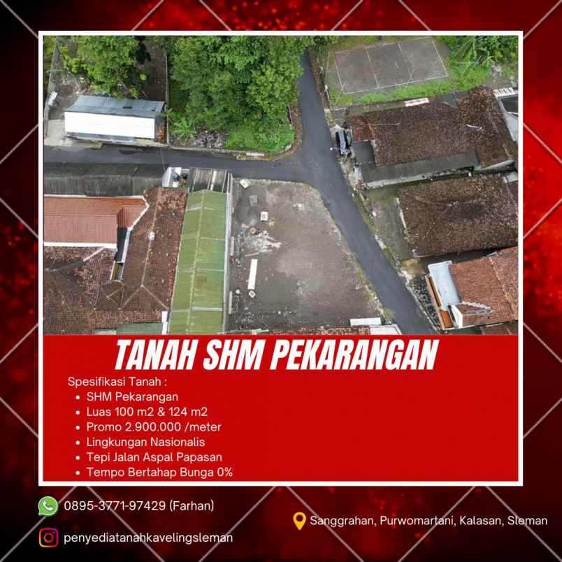 dijual tanah sanggrahan purwomartani