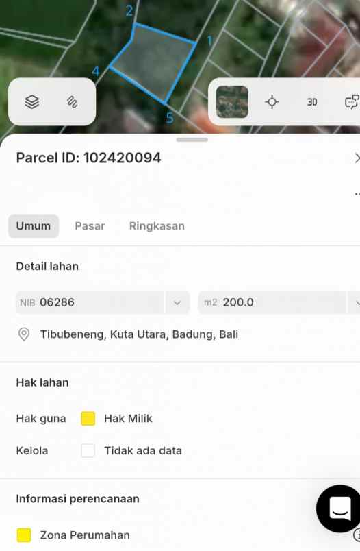 dijual tanah tibubeneng