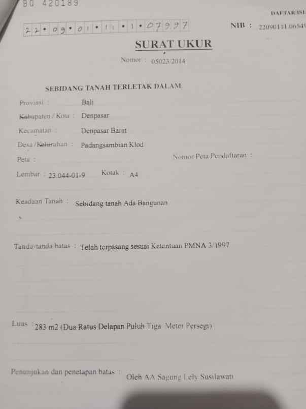 disewakan tanah padangsambian klod