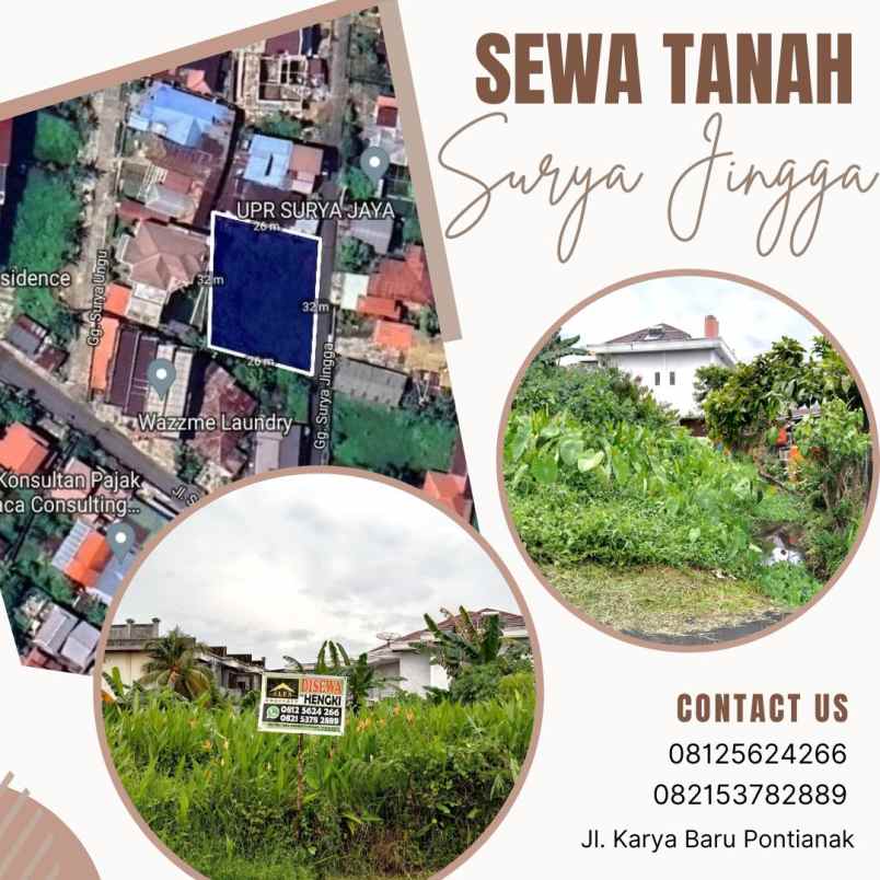 disewakan tanah surya jingga kota pontianak