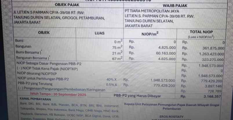 jual mepet njop apartemen central park residences