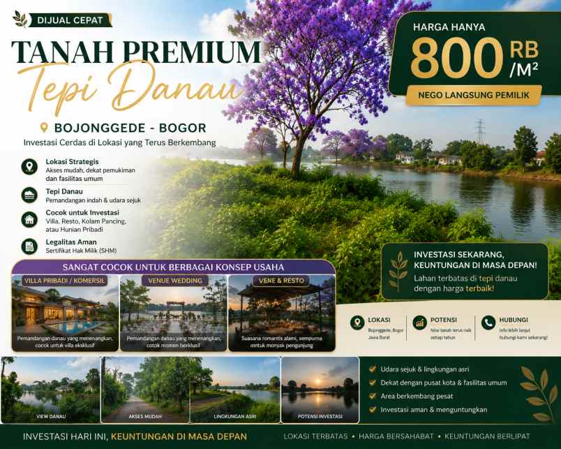 jual tanah tepi danau