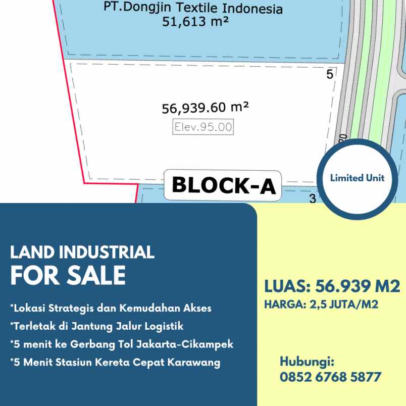 kavling industri 5 6 hektar karawang barat