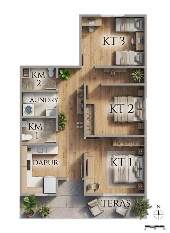 rumah 3 kamar tidur lokasi dekat jalan raya