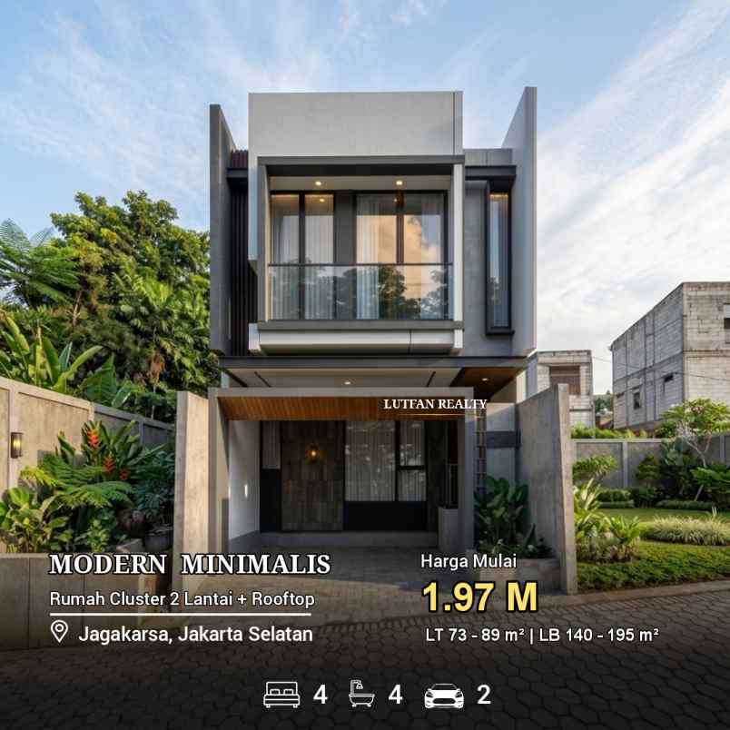 rumah cluster modern minimalis dekat ke kavling polri