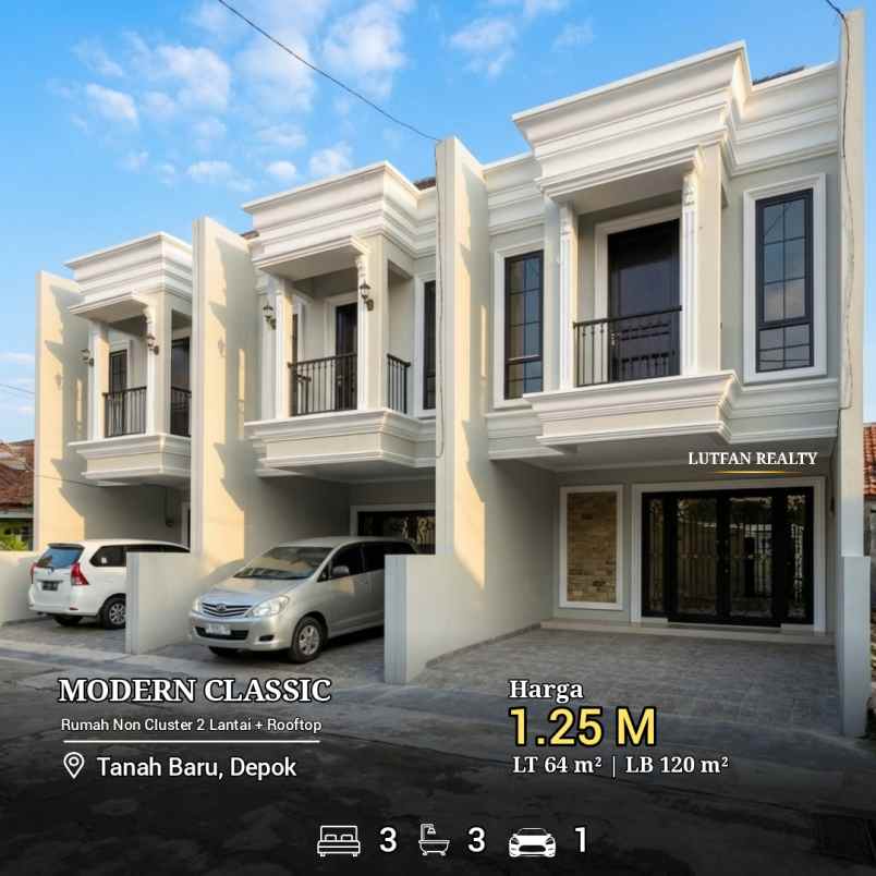 rumah non cluster modern classic tanah baru depok