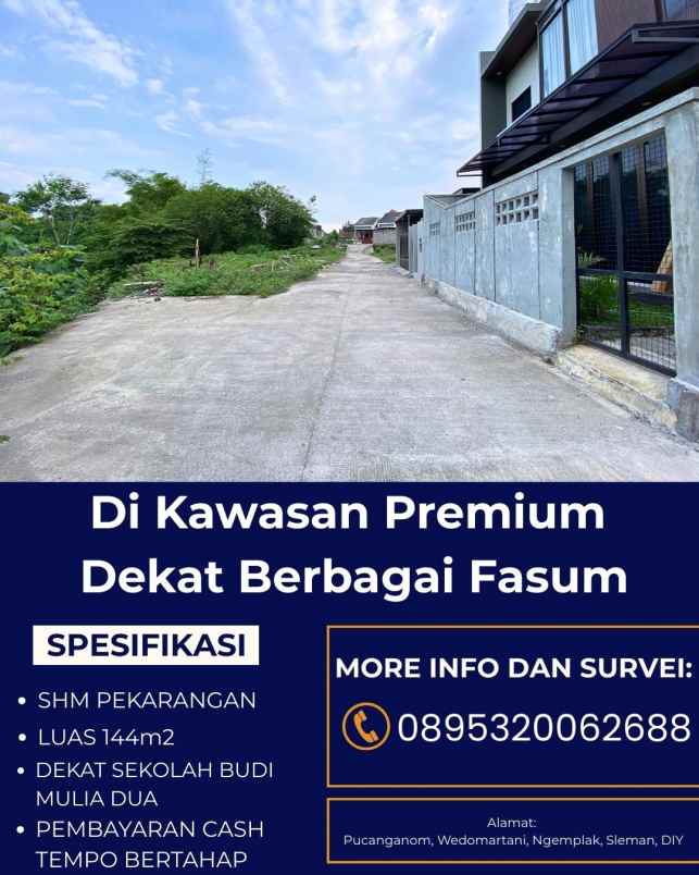 tanah pekarangan 2 8jt meter dekat jl raya tajem
