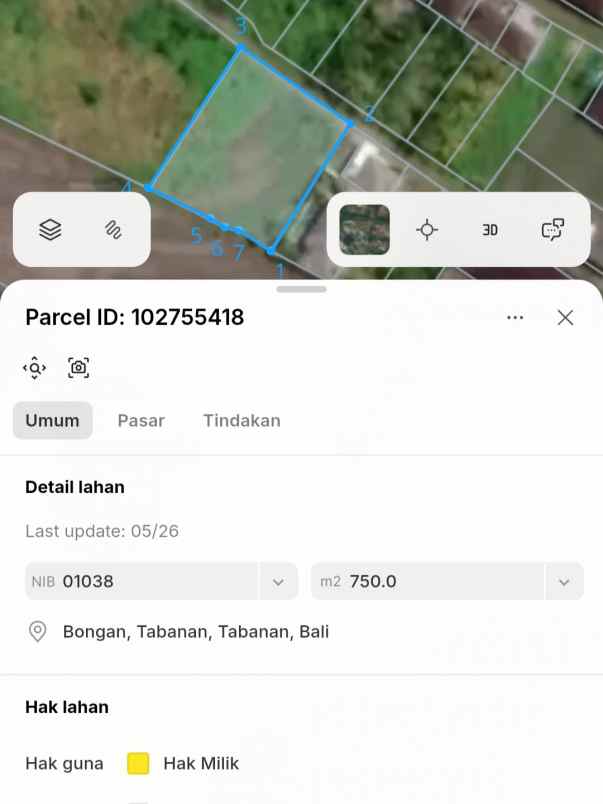 dijual 7 5 are jl anyelir wanasara bongan tabanan