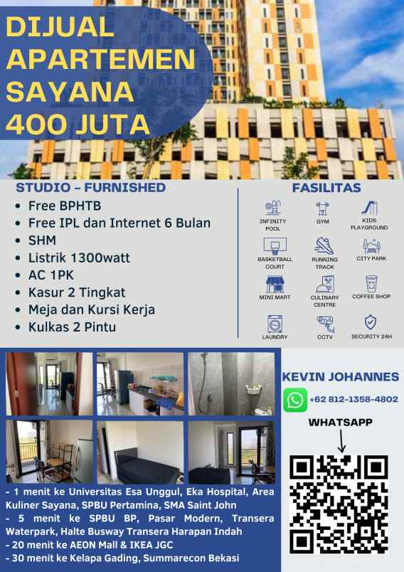 dijual apartemen jl harapan indah boulevard