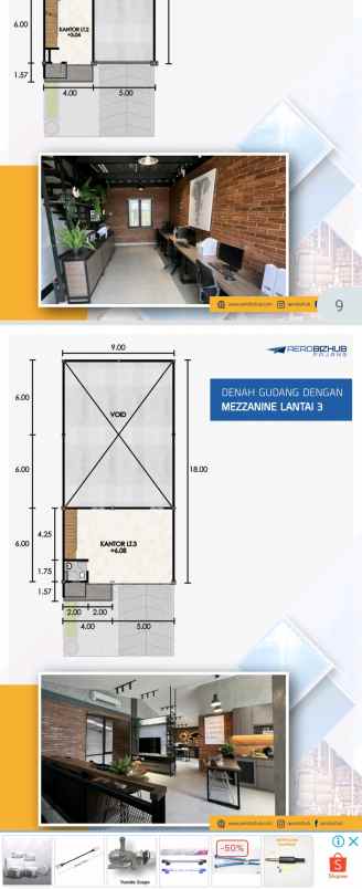 dijual ruko gudang kantor aero biz hub pajang