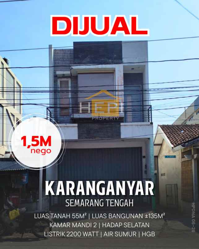 dijual ruko tengah kota di karanganyar semarang tengah