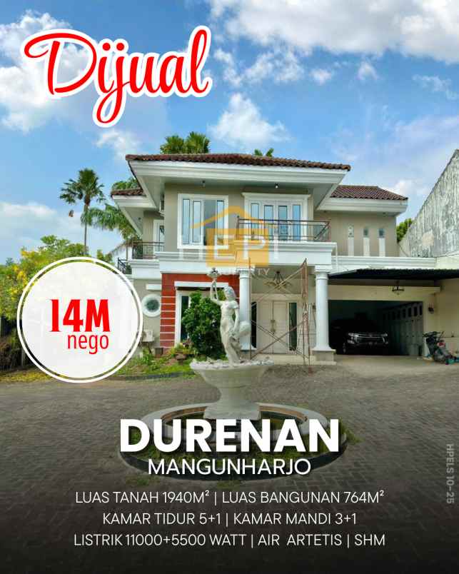 dijual rumah di durenan mangunharjo semarang
