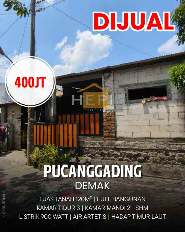 dijual rumah di pucanggading demak
