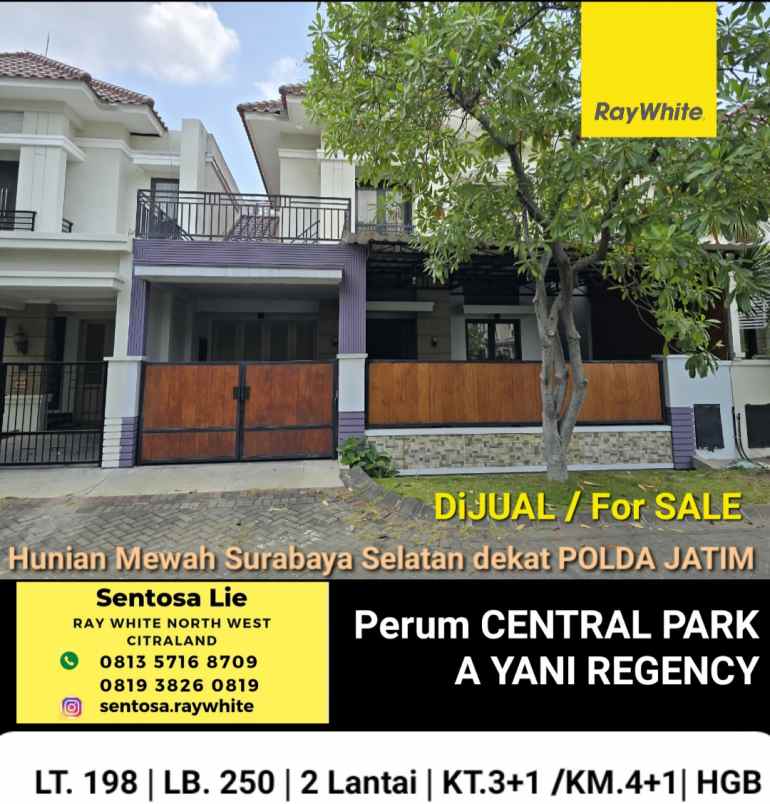 dijual rumah jalan central park a yani
