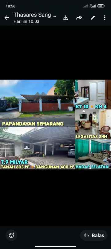 dijual tanah dan bangunan di papandayan semarang