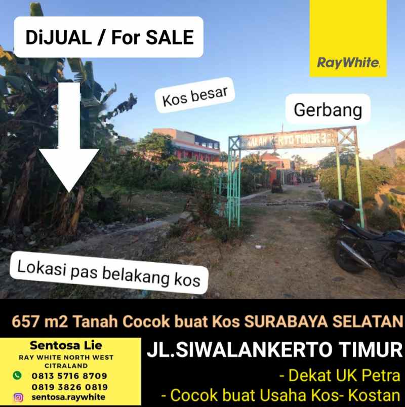 dijual tanah jalan siwalankerto timur