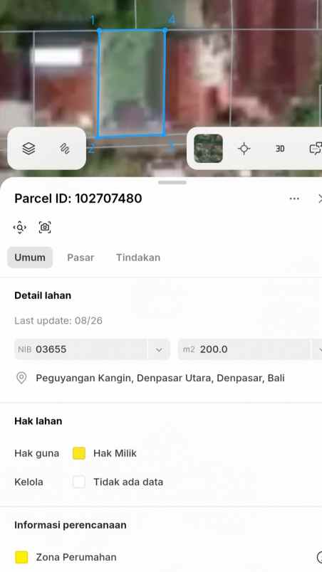 dijual tanah jl cekomaria