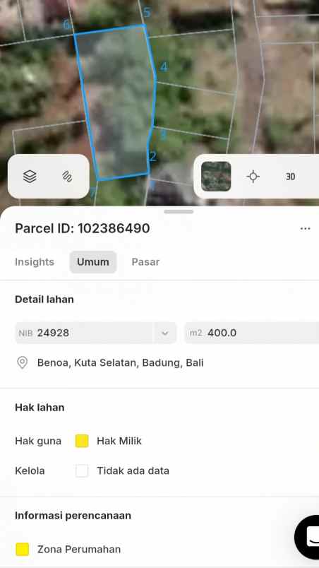 dijual tanah jl palapa poltek