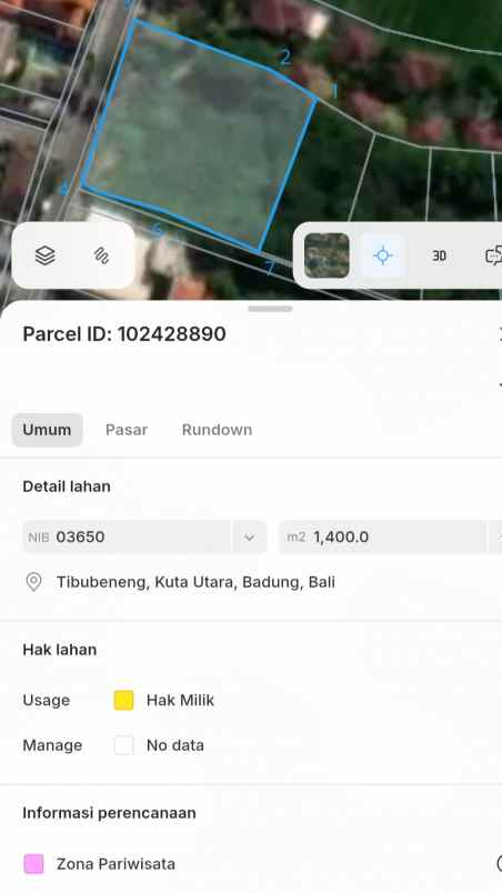 dijual tanah jl pemelisan agung