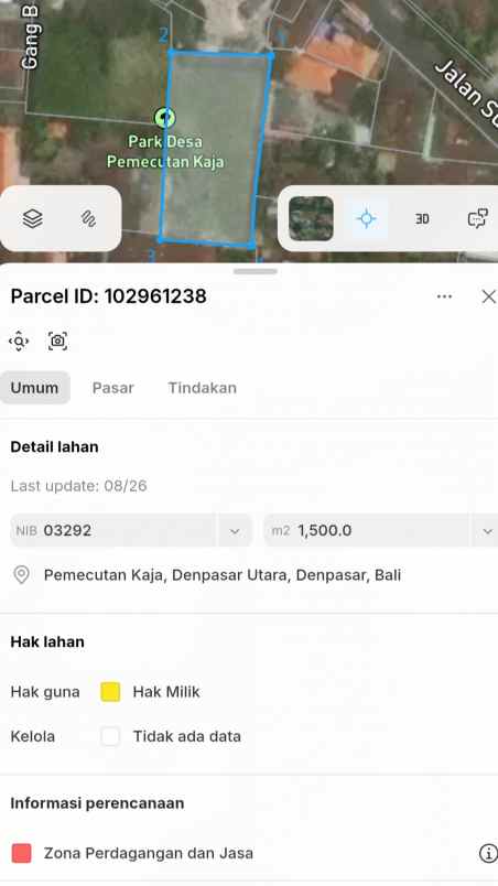 dijual tanah jl sutomo