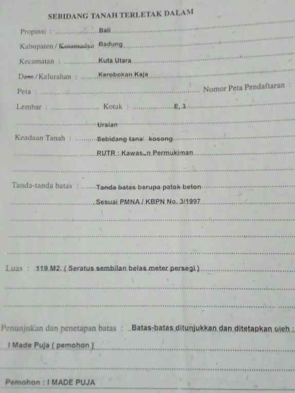 dijual tanah kerobokan kaja