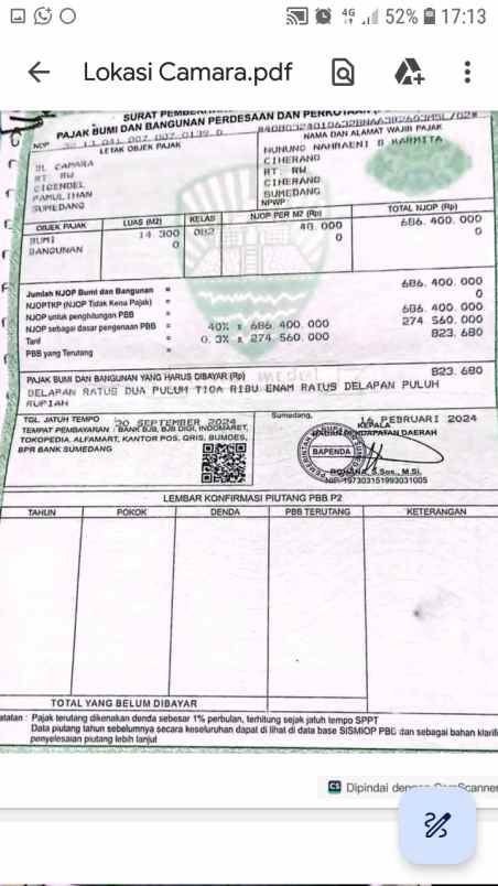 dijual tanah lembur sawah cijeruk desa